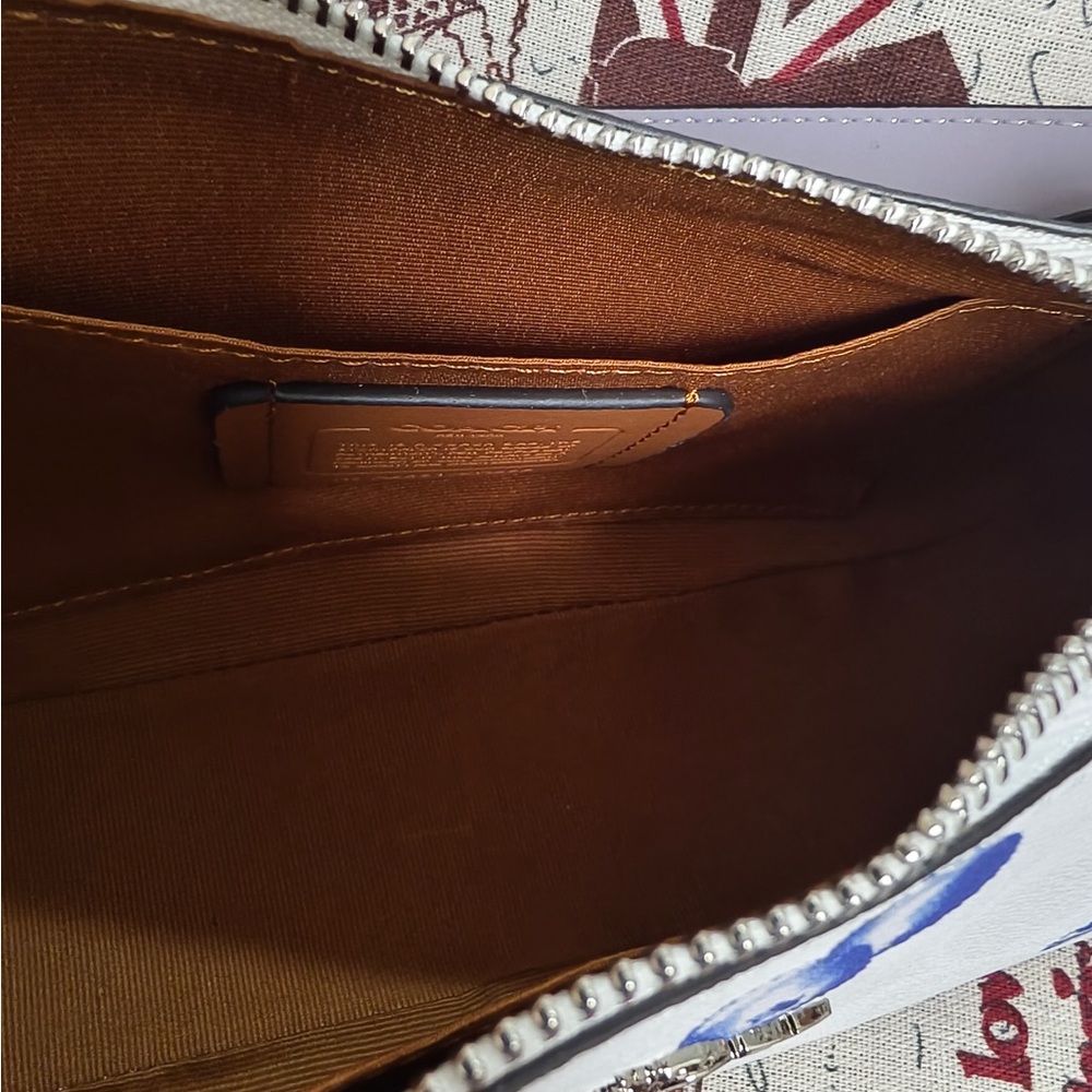 COACH White Shoulder Bag with Blue Berry Print - Picture 7 of 10